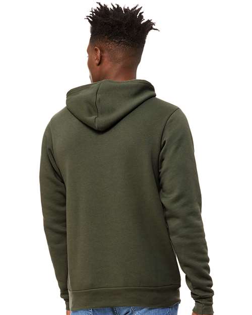 BELLA + CANVAS Sponge Fleece Hoodie 3719 Military Green Custom Embroidered Business Logo