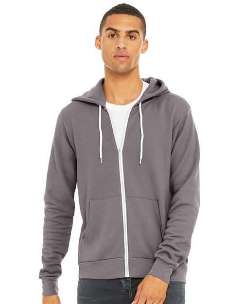 Custom Embroidered  BELLA + CANVAS Sponge Fleece Full-Zip Hoodie 3739 Storm