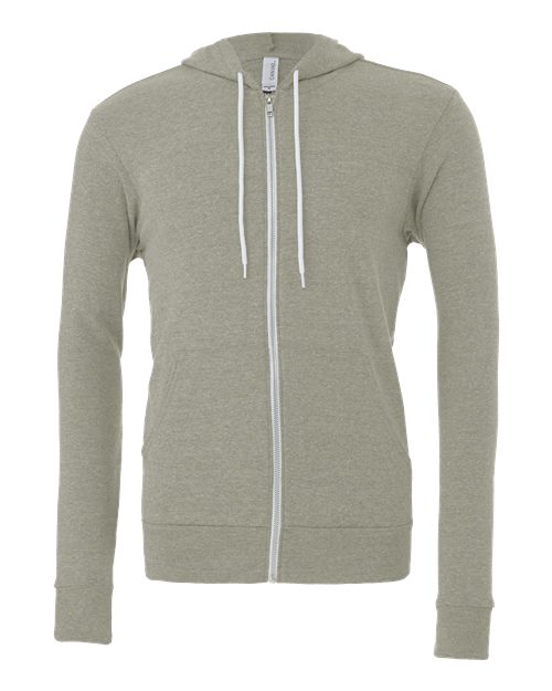 BELLA + CANVAS Sponge Fleece Full-Zip Hoodie 3739 Heather Stone