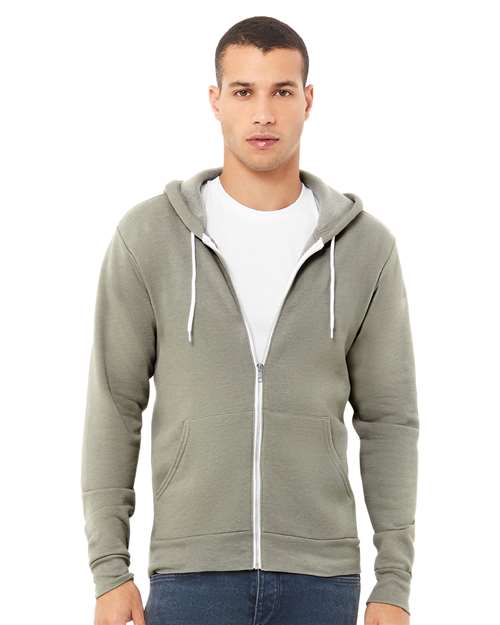 Custom Embroidered  BELLA + CANVAS Sponge Fleece Full-Zip Hoodie 3739 Heather Stone