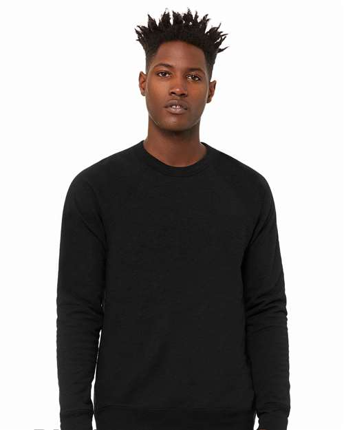 Custom Embroidered  BELLA + CANVAS Sponge Fleece Raglan Crewneck Sweatshirt 3901 Black Heather