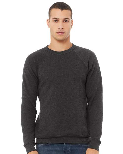 Custom Embroidered  BELLA + CANVAS Sponge Fleece Raglan Crewneck Sweatshirt 3901 Dark Grey Heather