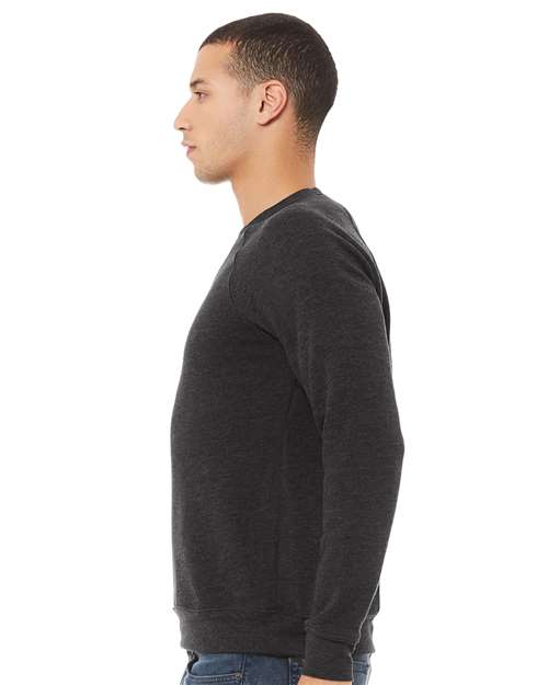 BELLA + CANVAS Sponge Fleece Raglan Crewneck Sweatshirt 3901 Custom Embroidered Business Logo