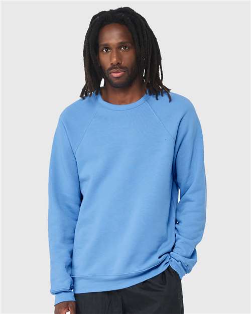 Custom Embroidered  BELLA + CANVAS Sponge Fleece Raglan Crewneck Sweatshirt 3901 Carolina Blue