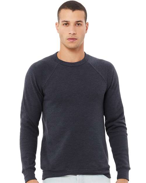 Custom Embroidered  BELLA + CANVAS Sponge Fleece Raglan Crewneck Sweatshirt 3901 Heather Navy