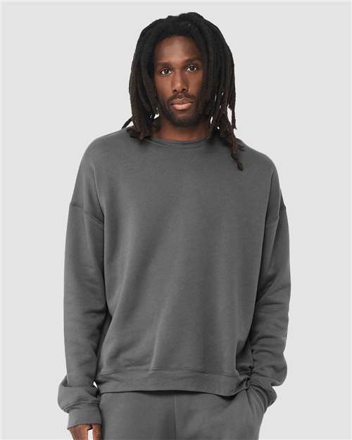 Custom Embroidered  BELLA + CANVAS Sponge Fleece Drop Shoulder Crewneck Sweatshirt 3945 Asphalt