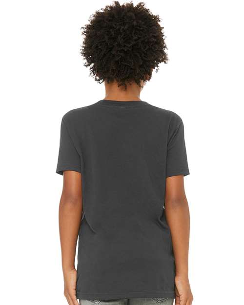 BELLA + CANVAS Youth Jersey Tee 3001Y Dark Grey Custom Embroidered Business Logo