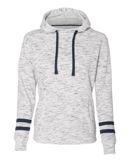 J. America Women’s Mélange Fleece Striped-Sleeve Hooded Sweatshirt 8674