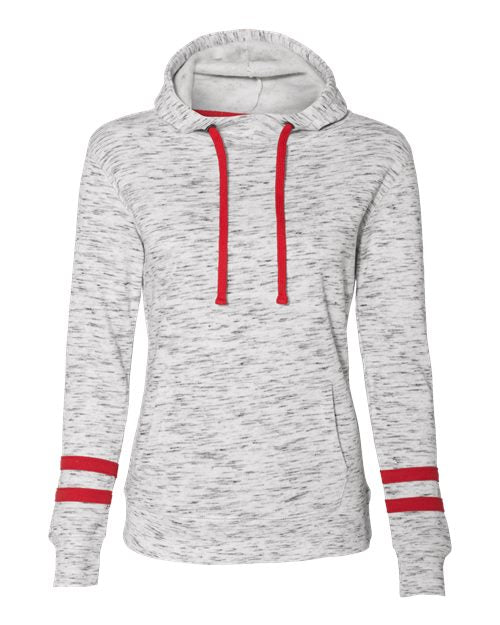 J. America Women’s Mélange Fleece Striped-Sleeve Hooded Sweatshirt 8674