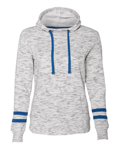 J. America Women’s Mélange Fleece Striped-Sleeve Hooded Sweatshirt 8674