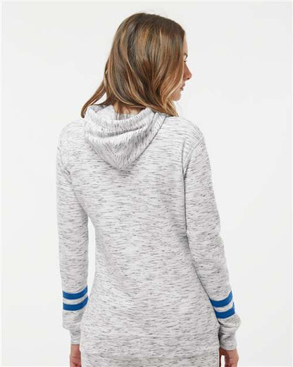 J. America Women’s Mélange Fleece Striped-Sleeve Hooded Sweatshirt 8674