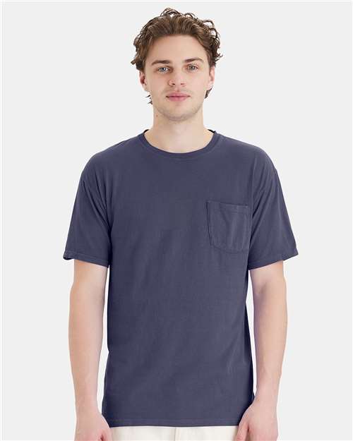 Custom Embroidered  ComfortWash by Hanes Garment-Dyed Pocket T-Shirt GDH150 Anchor Slate
