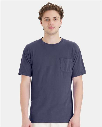 Custom Embroidered  ComfortWash by Hanes Garment-Dyed Pocket T-Shirt GDH150 Anchor Slate