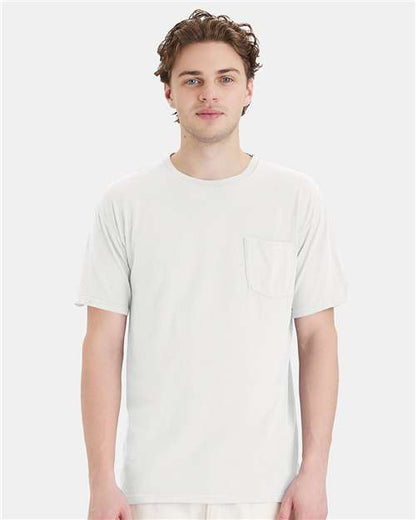 Custom Embroidered  ComfortWash by Hanes Garment-Dyed Pocket T-Shirt GDH150 White