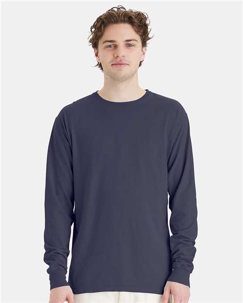 Custom Embroidered  ComfortWash by Hanes Garment-Dyed Long Sleeve T-Shirt GDH200 Anchor Slate