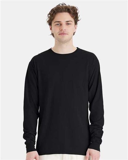 Custom Embroidered  ComfortWash by Hanes Garment-Dyed Long Sleeve T-Shirt GDH200 Black