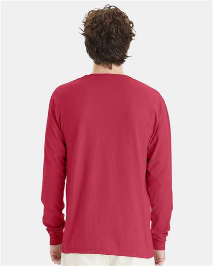 ComfortWash by Hanes Garment-Dyed Long Sleeve T-Shirt GDH200 Crimson Fall