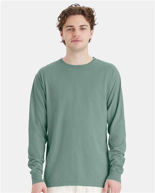Custom Embroidered  ComfortWash by Hanes Garment-Dyed Long Sleeve T-Shirt GDH200 Cypress Green
