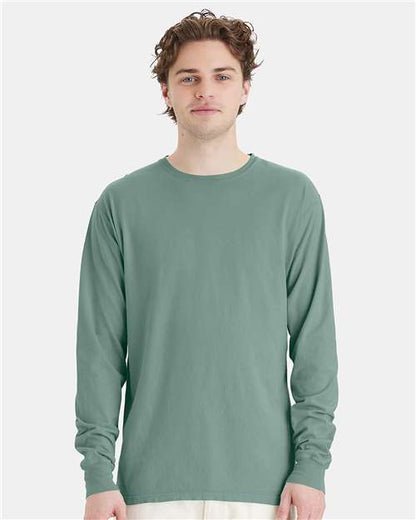 Custom Embroidered  ComfortWash by Hanes Garment-Dyed Long Sleeve T-Shirt GDH200 Cypress Green