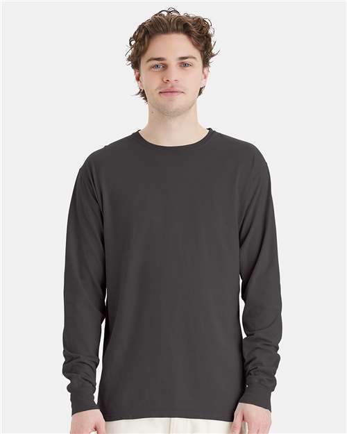 Custom Embroidered  ComfortWash by Hanes Garment-Dyed Long Sleeve T-Shirt GDH200 New Railroad Grey