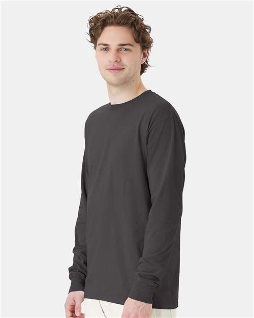 ComfortWash by Hanes Garment-Dyed Long Sleeve T-Shirt GDH200 New Railroad Grey