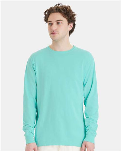 Custom Embroidered  ComfortWash by Hanes Garment-Dyed Long Sleeve T-Shirt GDH200 Mint