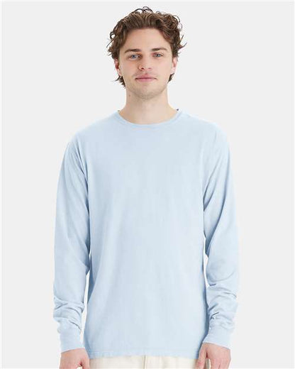 Custom Embroidered  ComfortWash by Hanes Garment-Dyed Long Sleeve T-Shirt GDH200 Soothing Blue