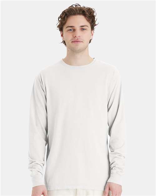 Custom Embroidered  ComfortWash by Hanes Garment-Dyed Long Sleeve T-Shirt GDH200 White
