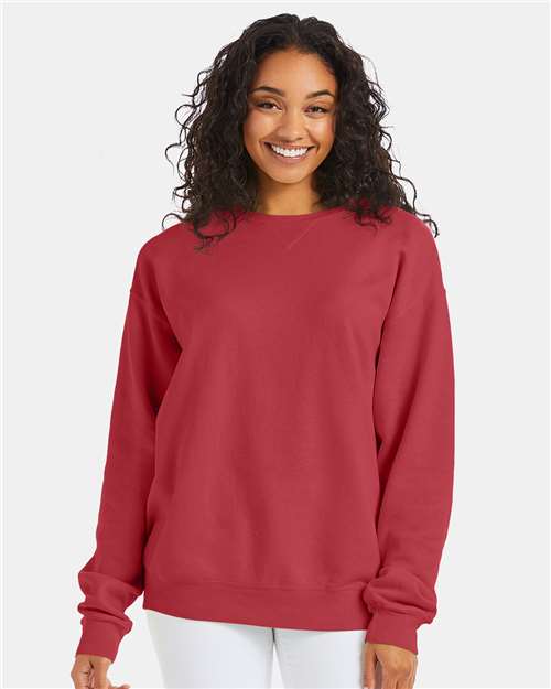 Custom Embroidered  ComfortWash by Hanes Garment-Dyed Crewneck Sweatshirt GDH400 Crimson Fall