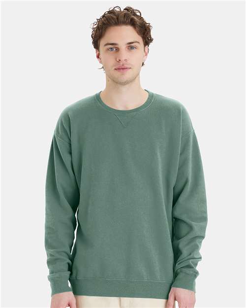 Custom Embroidered  ComfortWash by Hanes Garment-Dyed Crewneck Sweatshirt GDH400 Cypress Green
