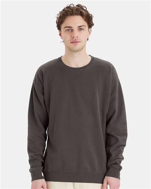 Custom Embroidered  ComfortWash by Hanes Garment-Dyed Crewneck Sweatshirt GDH400 New Railroad Grey