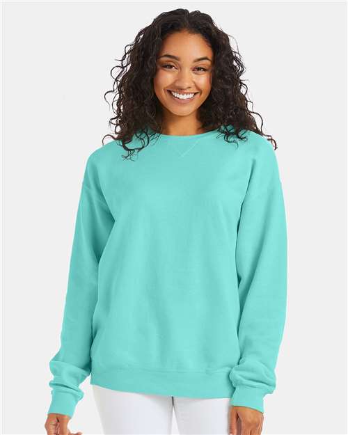 Custom Embroidered  ComfortWash by Hanes Garment-Dyed Crewneck Sweatshirt GDH400 Mint