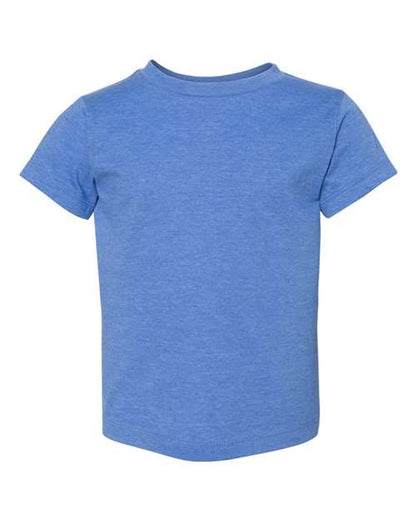 BELLA + CANVAS Toddler Jersey Tee 3001T Heather Columbia Blue Custom Embroidered Business Logo