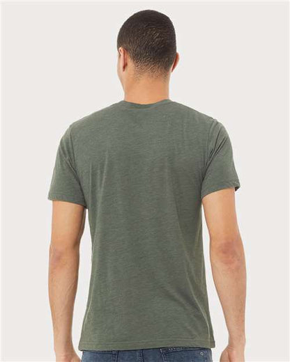BELLA + CANVAS Triblend Tee 3413 Military Green Triblend Custom Embroidered Business Logo