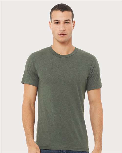 Custom Embroidered  BELLA + CANVAS Triblend Tee 3413 Military Green Triblend