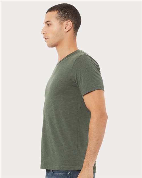 BELLA + CANVAS Triblend Tee 3413 Military Green Triblend Custom Embroidered Business Logo
