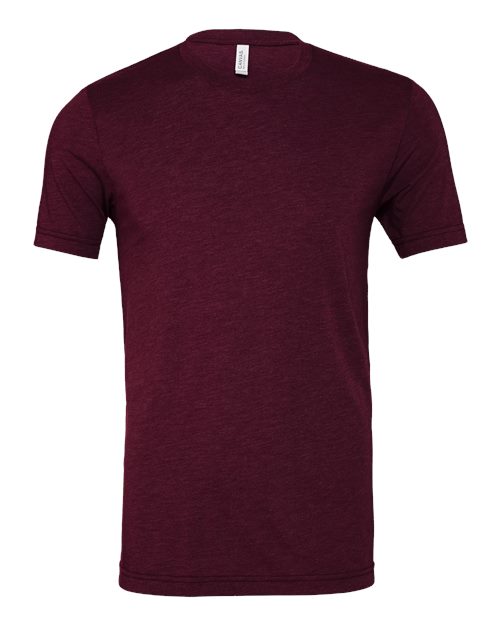 BELLA + CANVAS Triblend Tee 3413 Solid Maroon Triblend Custom Embroidered Business Logo