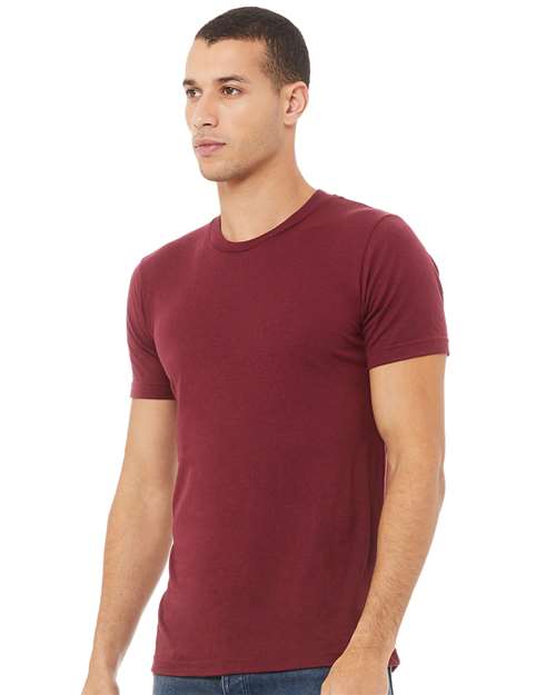BELLA + CANVAS Triblend Tee 3413 Solid Maroon Triblend Custom Embroidered Business Logo