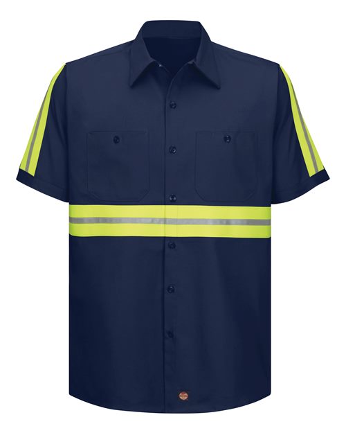 Red Kap Men's Enhanced Visibility Short Sleeve Cotton Work Shirt SC40E