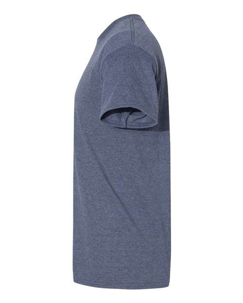Gildan USA-Made Fine Jersey T-Shirt 5000 Heather Navy Custom Embroidered Business Logo