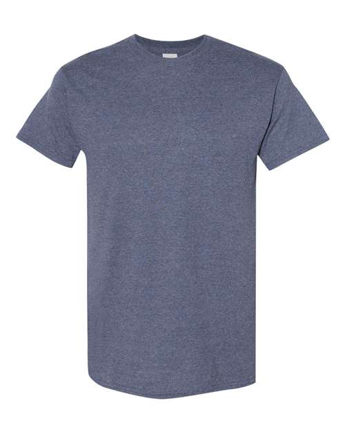 Gildan USA-Made Fine Jersey T-Shirt 5000 Heather Navy Custom Embroidered Business Logo