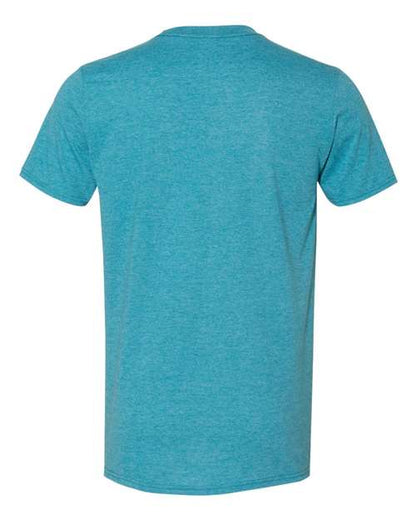 Gildan Softstyle® T-Shirt 64000 Heather Galapagos Blue Custom Embroidered Business Logo