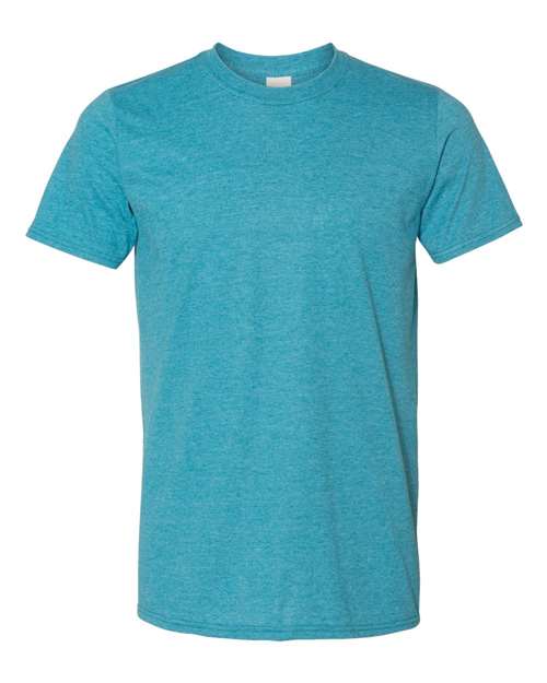 Gildan Softstyle® T-Shirt 64000 Heather Galapagos Blue Custom Embroidered Business Logo