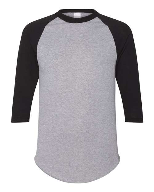 Augusta Sportswear Three-Quarter Raglan Sleeve Baseball Jersey 4420 Athletic Heather/ Black