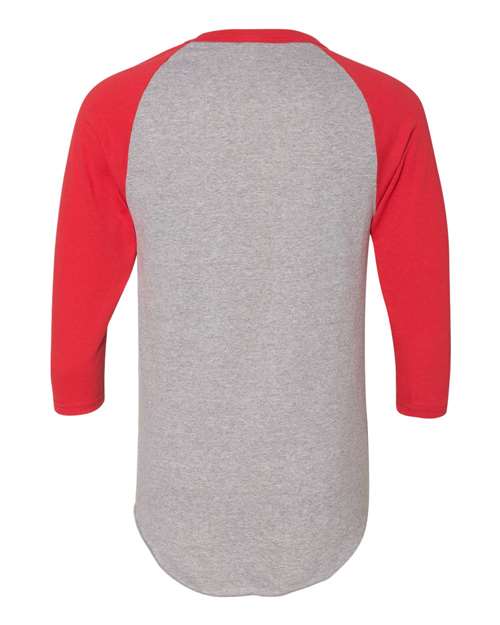 Augusta Sportswear Three-Quarter Raglan Sleeve Baseball Jersey 4420 Athletic Heather/ Red