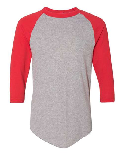 Augusta Sportswear Three-Quarter Raglan Sleeve Baseball Jersey 4420 Athletic Heather/ Red