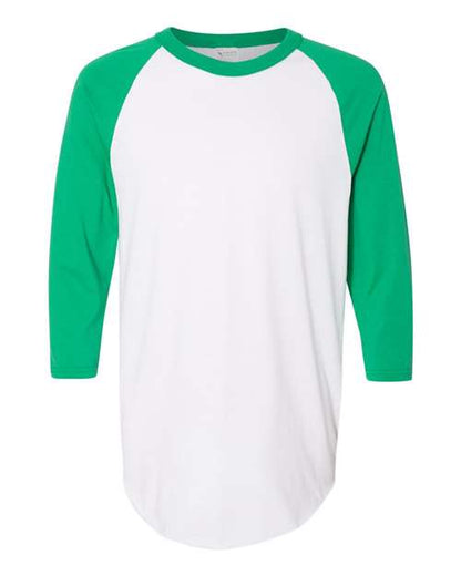 Augusta Sportswear Three-Quarter Raglan Sleeve Baseball Jersey 4420 White/ Kelly