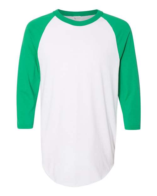 Augusta Sportswear Three-Quarter Raglan Sleeve Baseball Jersey 4420 White/ Kelly