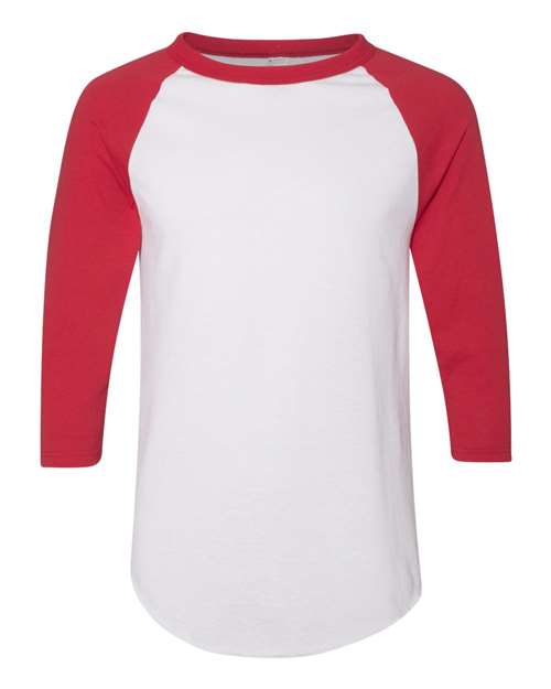 Augusta Sportswear Three-Quarter Raglan Sleeve Baseball Jersey 4420 White/ Red