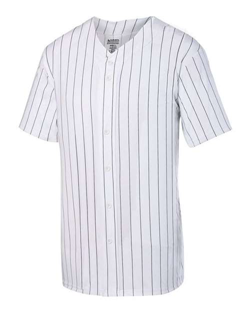 Custom EmbroideredAugusta Sportswear Unisex Pinstripe Full Button Baseball Jersey 6560 White/ Black